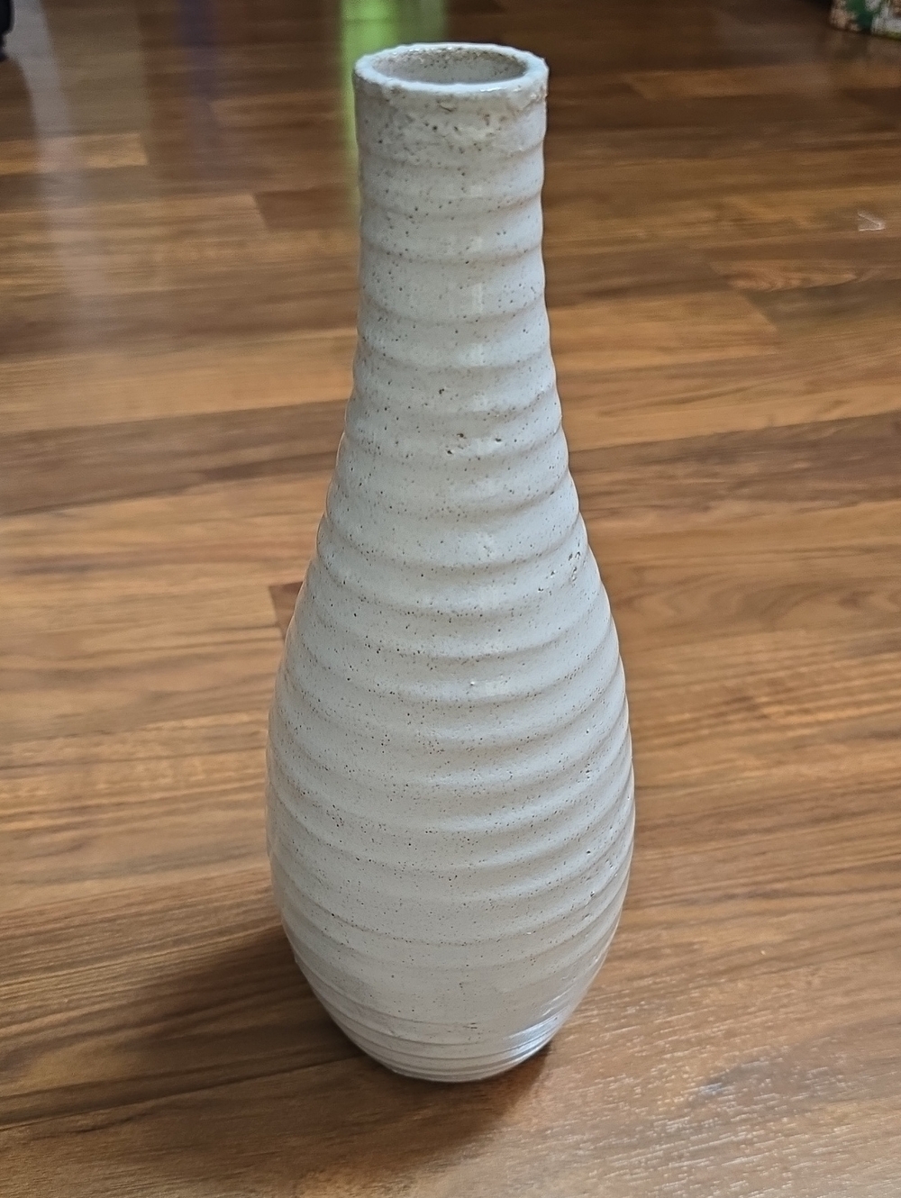 West Elm Minimalist Cream Ceramic Ribbed Vase